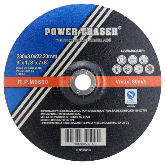 DISCO CORTE POWERTRASER 9"X1/8" PROFESIONAL T42 (25 PIEZAS)