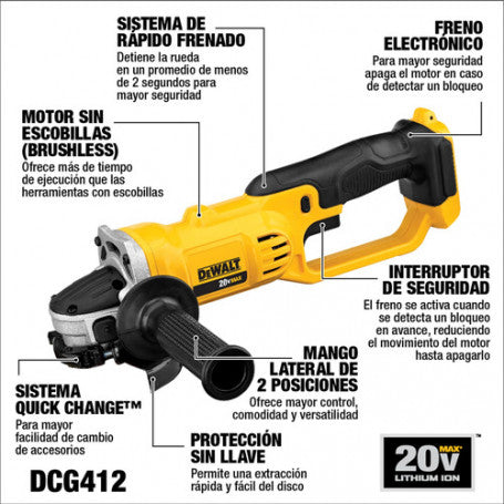 ESMERILADORA 4-1/2" 20V (SOLO HERRAMIENTA)